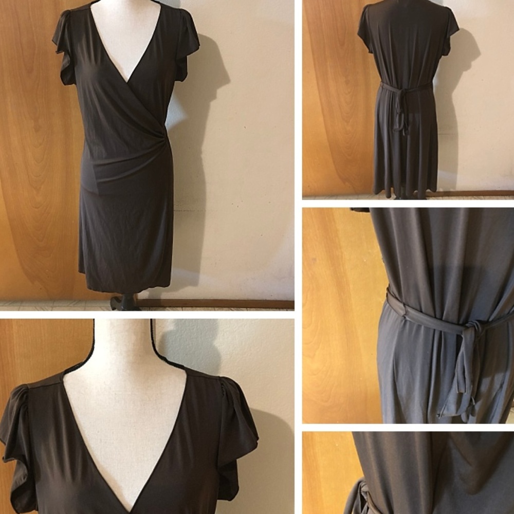 Cap Sleeve Deep V Neck Rolled Seam Wrap Dress